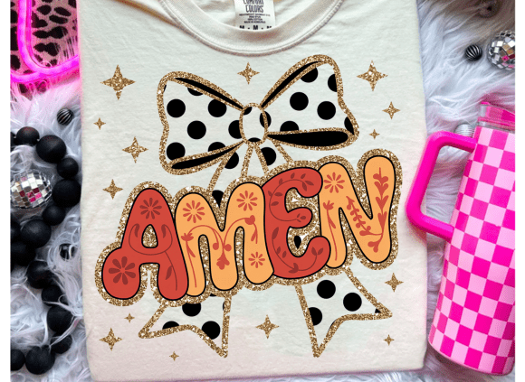 Amen PNG: Coquette Christian Faith T-Shirt Designs