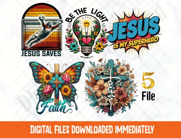 Bible Bundle PNG: Christian PNG Jesus T-Shirt Designs