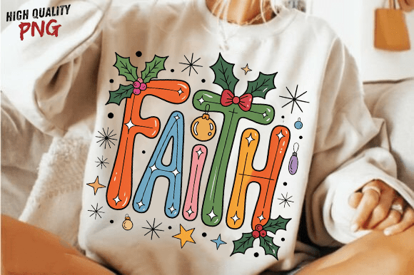 Faith Christmas PNG: Jesus Xmas PNG for T-Shirt Designs