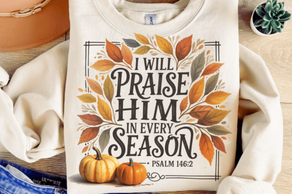 Fall Christian Cross PNG & Bible Verse PNG for T-Shirt Designs