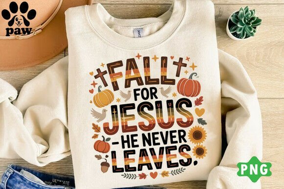 Fall Christian PNG: Autumn Jesus T-Shirt Designs