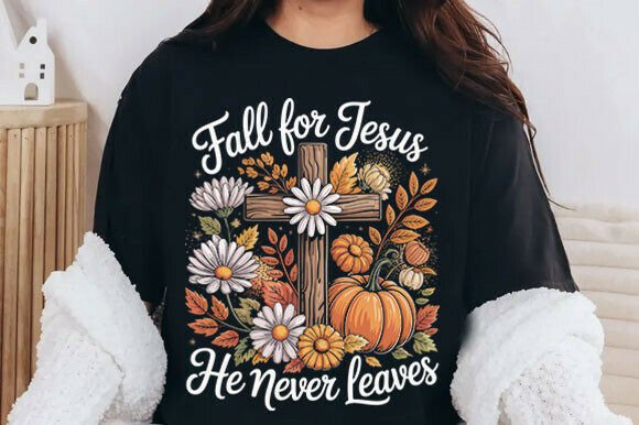Fall for Jesus He Leaves Leaves PNG: T-Shirt Designs
