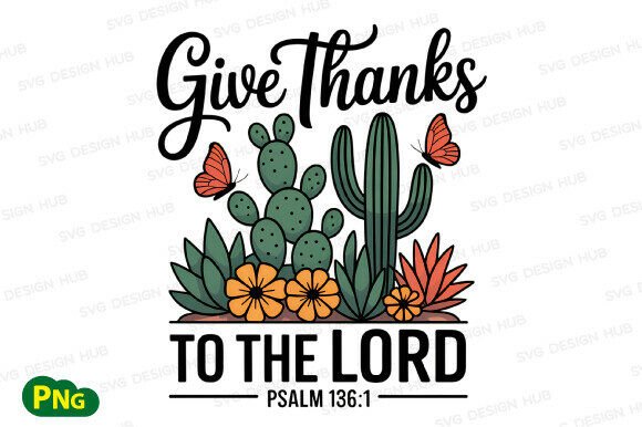 Give Thanks, Western Christian Fall PNG T-Shirt Designs