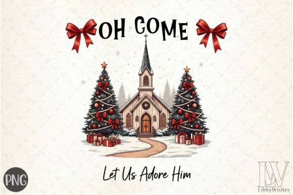Let Us Adore Him: Jesus Christmas PNG for T-Shirt Designs