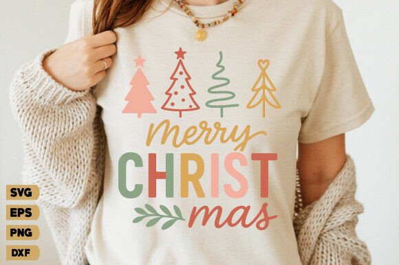Retro Christian Merry Christmas SVG for T-Shirt Designs
