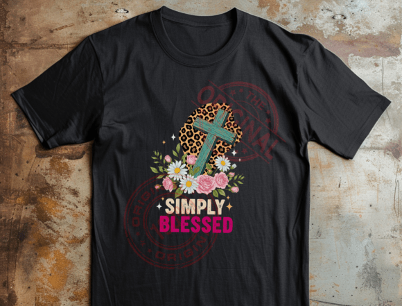Simply Blessed Christian PNG T-Shirt Designs